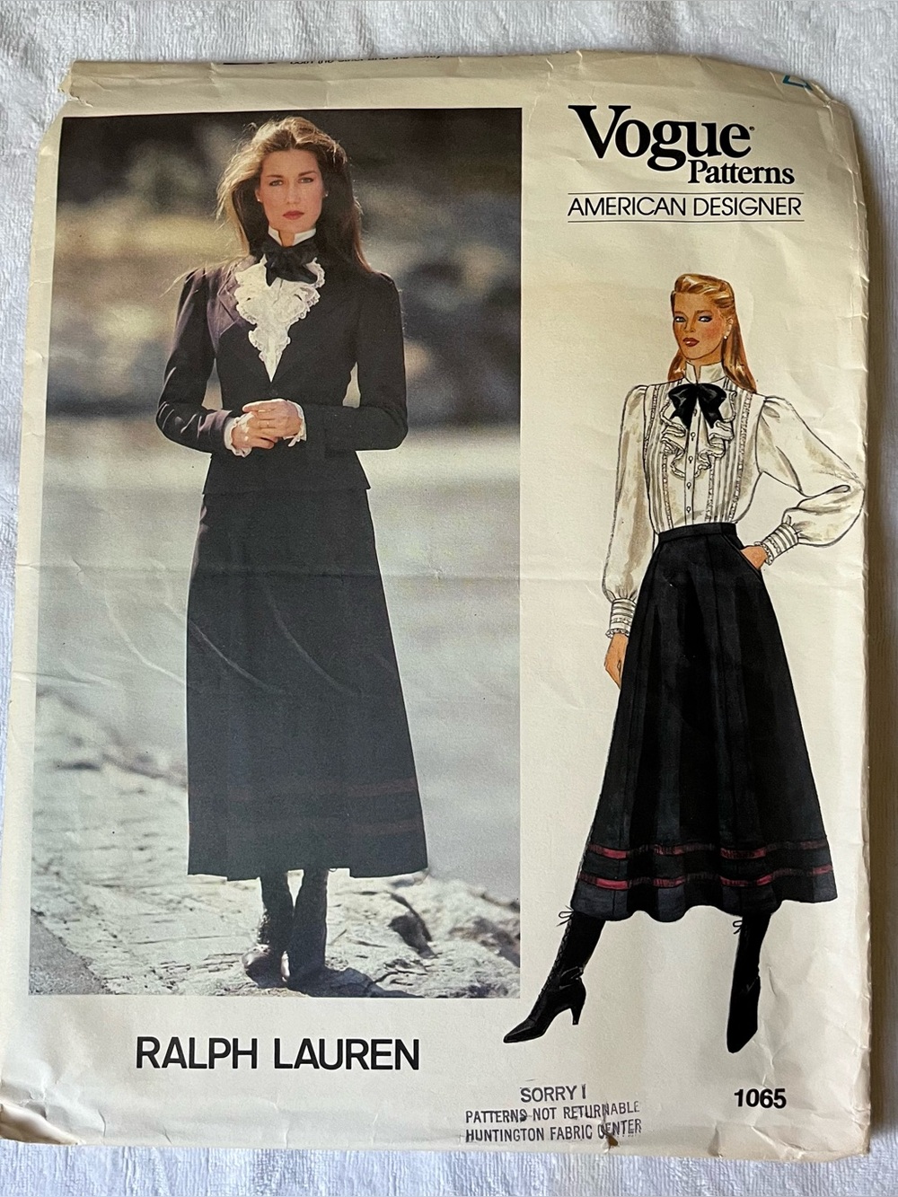Vogue Pattern 1065 American Designer Ralph Lauren Size 8 Blouse Jacket Skirt